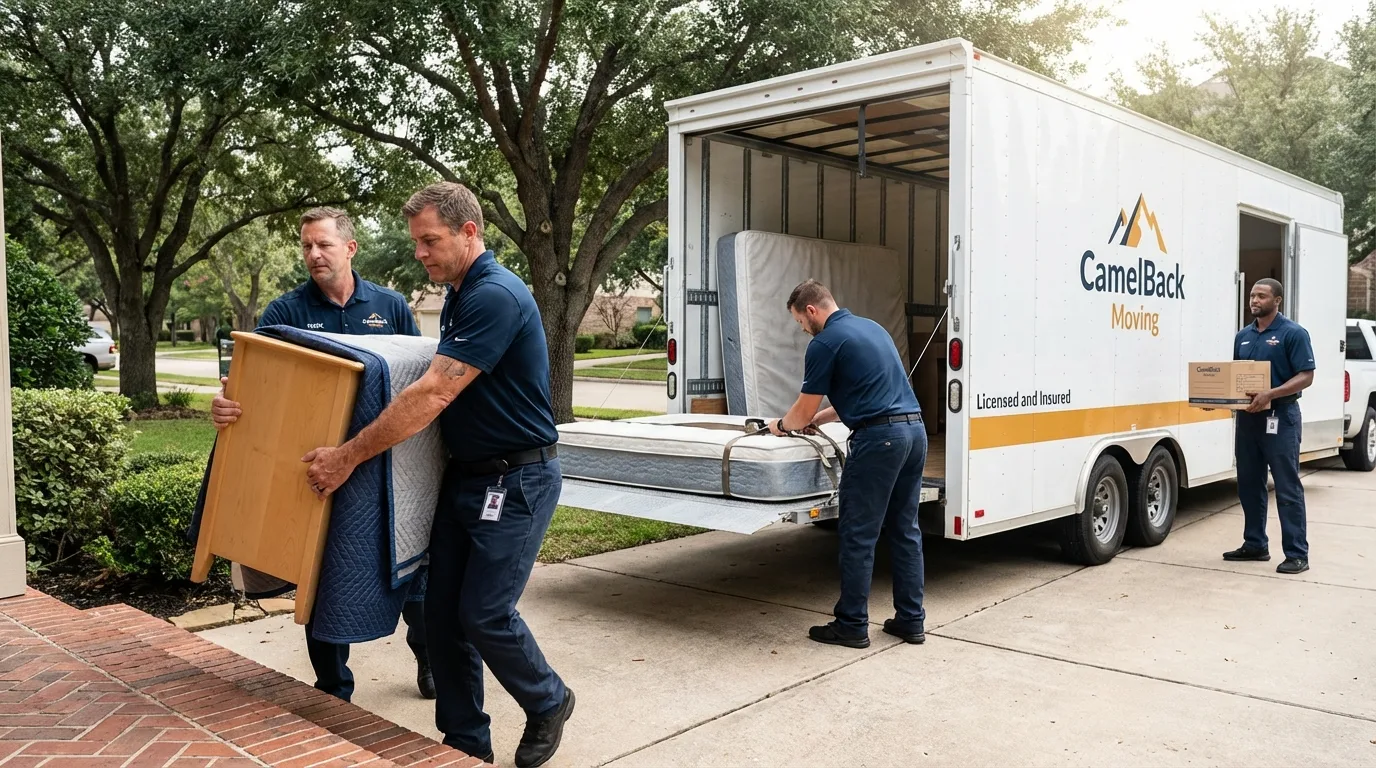 Crew loading residential truck for cross-state move from Belchertown, MA