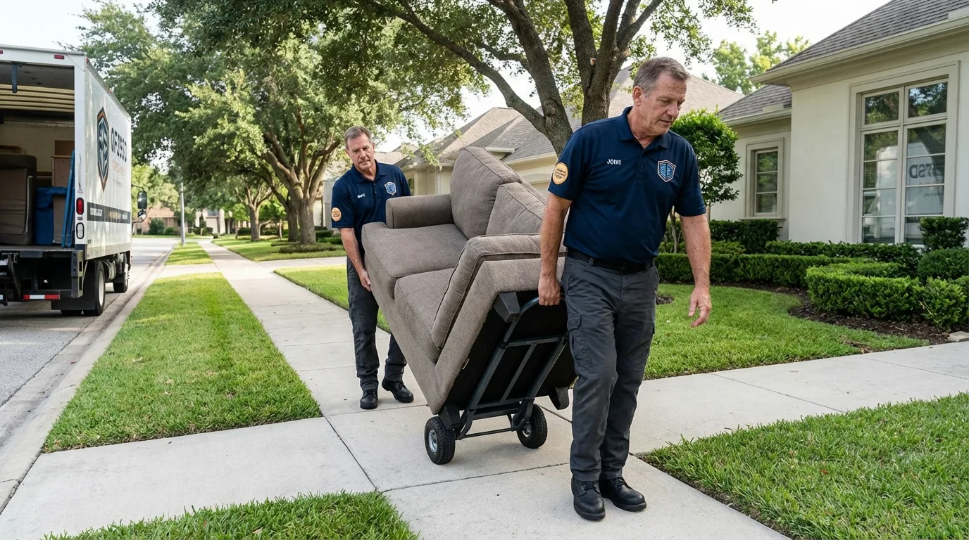 Local residential moving crew loading furniture in Belchertown, MA
